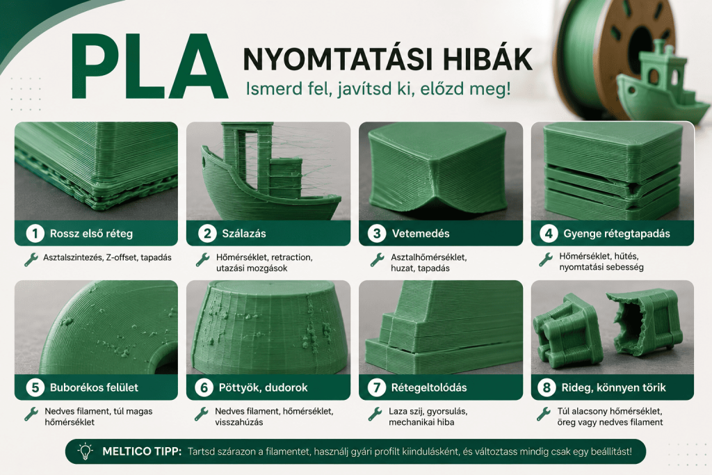 PLA nyomtatási hibák indexkép, leírja a nyomtatási hibákat